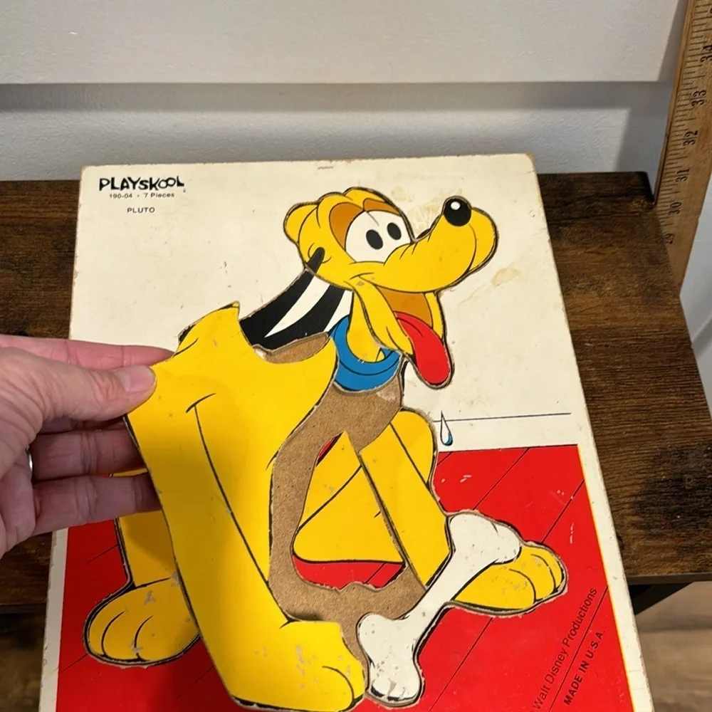 Vintage Toy Playskool Walt Disney Pluto Wooden Puzzle - 7 Pieces